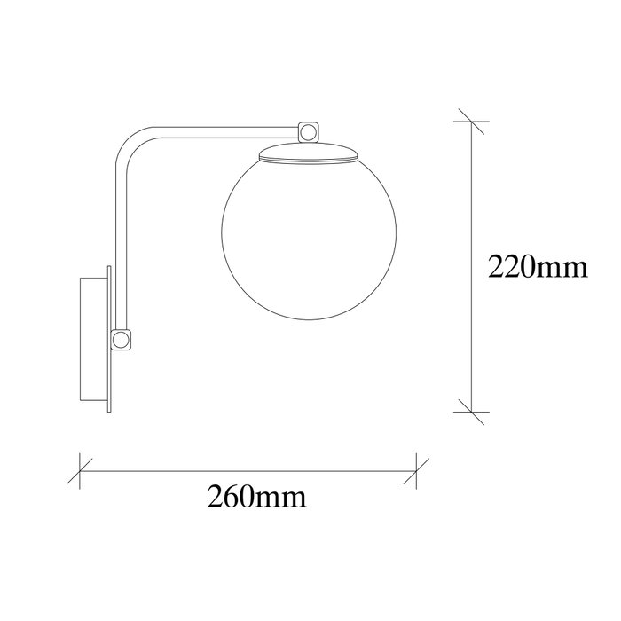 Opviq Daisy-147-A Lámpara de pared negra con tapa de cristal